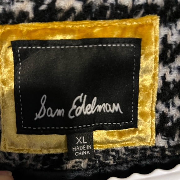 Sam Eldemen black and white Plaid Pea Coat Womens Size XL - Picture 2 of 7